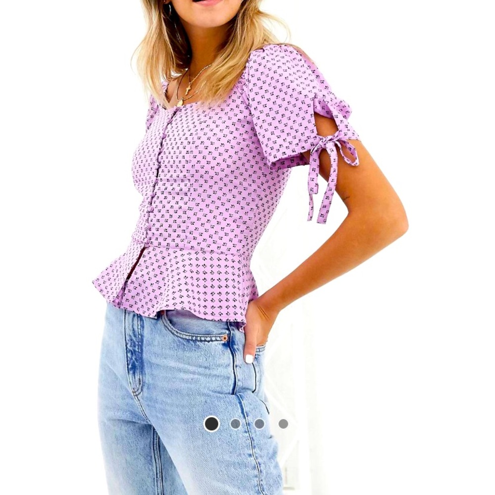 Lilac Button Front Top